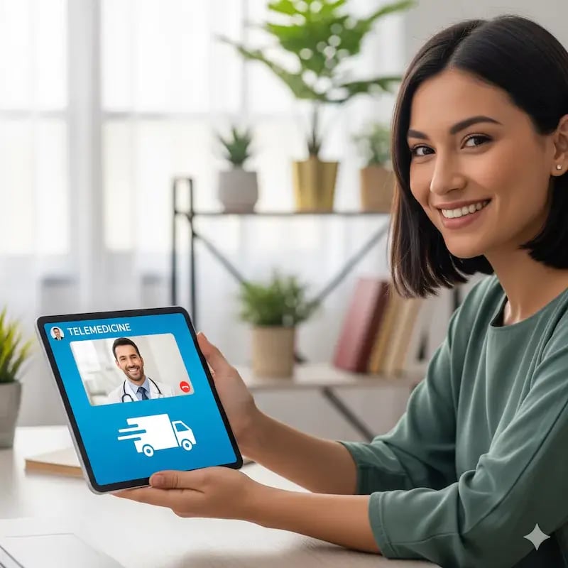 Chica teniendo una videoconsulta con médico