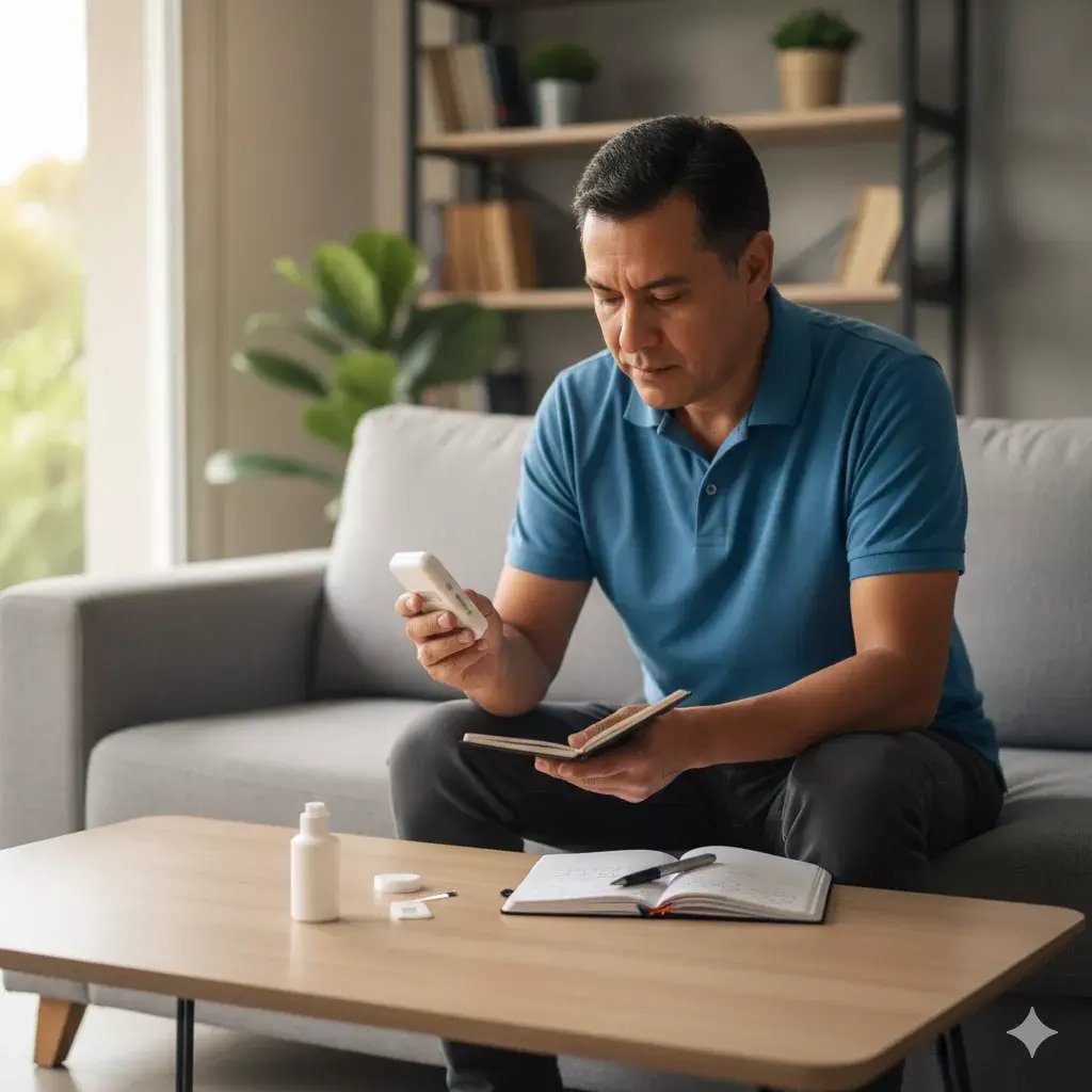 Paciente llevando un registro puntual de su glucosa