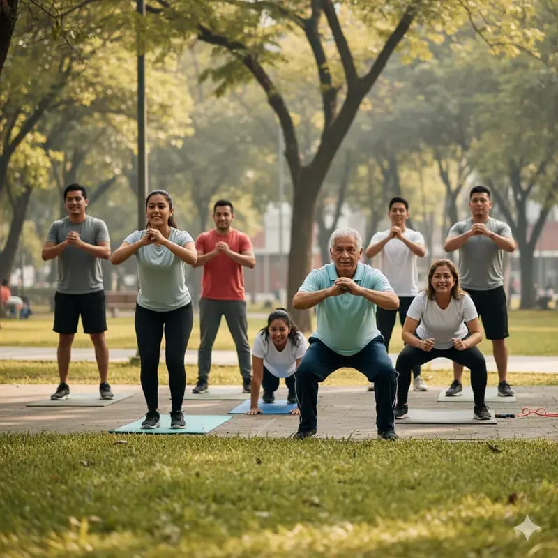 Rutina de ejercicio funcional en un parque