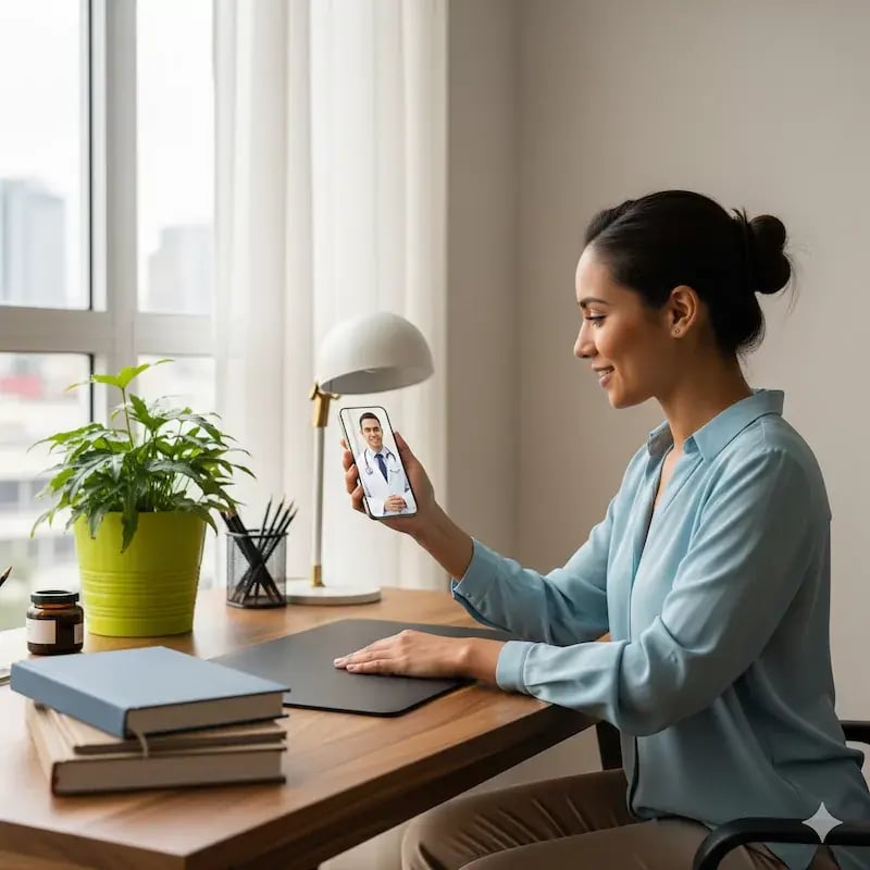 Video consulta con teléfono