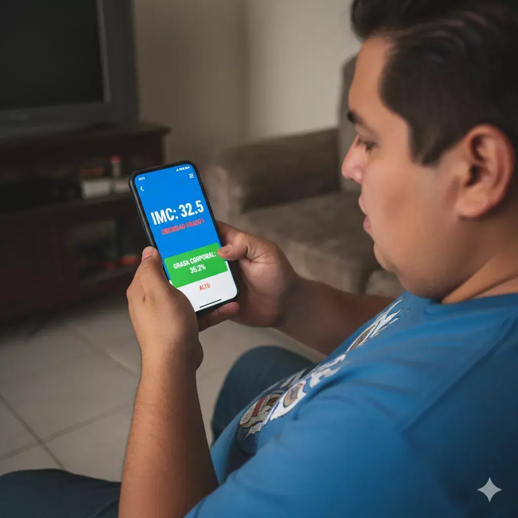 Doctora sonriente usando una app de escaneo corporal en un celular.