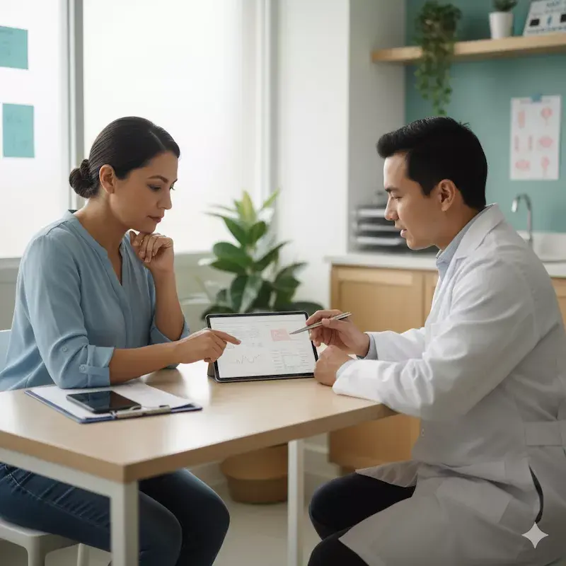 Médico brindando consulta a su paciente para orientarlo sobre Rybelsus